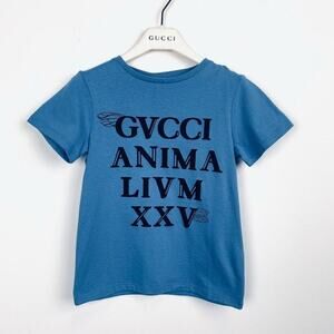 NWT Gucci Kids Canvas Menagerie T-shirt In Blue Size 5